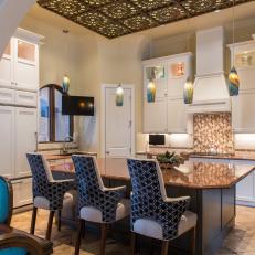 Moroccan Inspired Kitchen Features Decorative Ceiling Panel