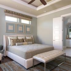 Transitional Bedroom Features Soothing Neutral Palette and Subtle, Stylish Decor 
