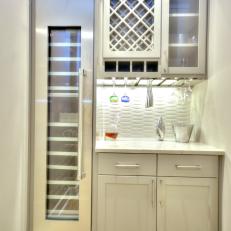Contemporary Wet Bar With Tall Wine Refrigerator