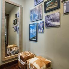 Photo Gallery Wall With Cowhide Stools