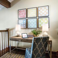 Writing Nook With Contemporary Art Grouping