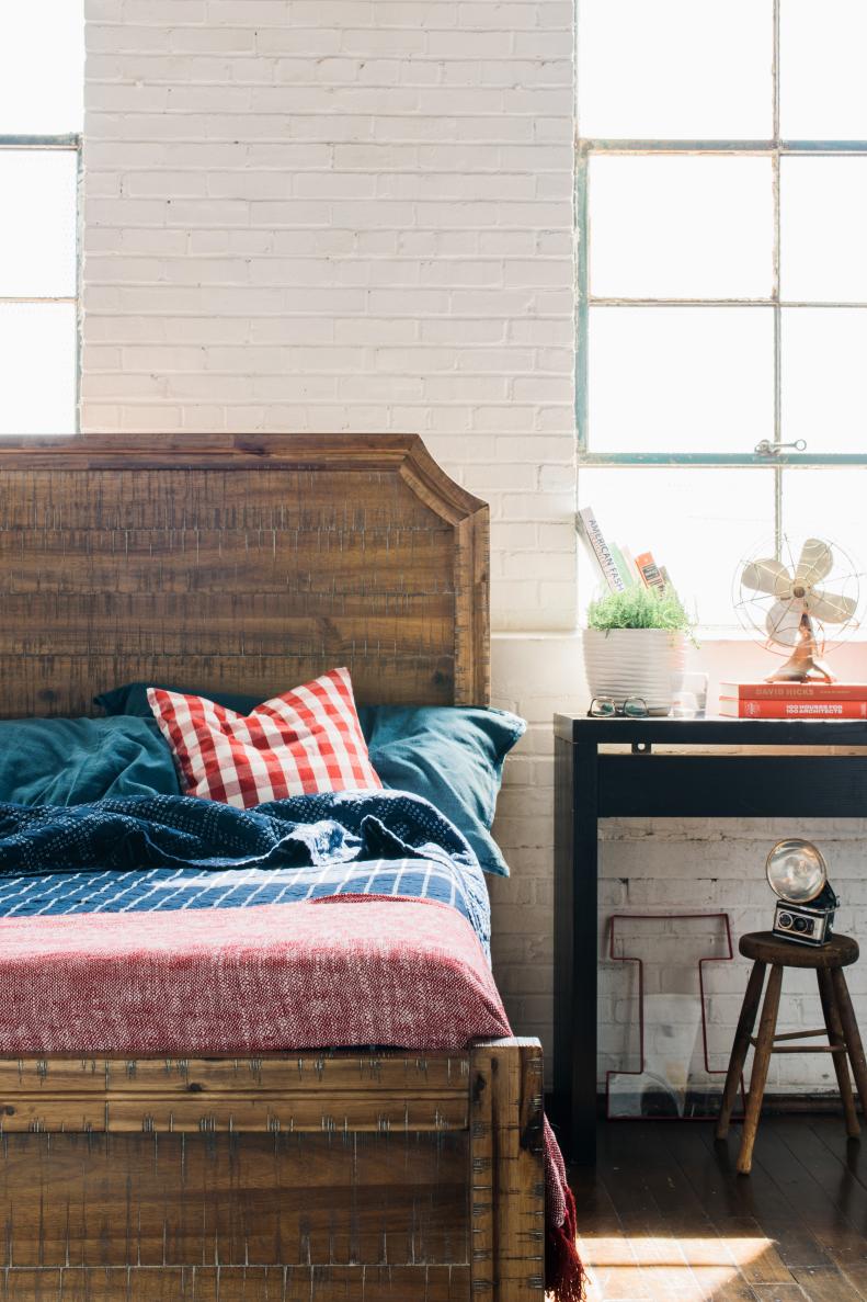 Loft Bedroom With Vintage-Americana Bedding