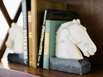 Bookshelf Styling With Stone Bookends