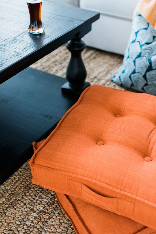 Indoor-Outdoor Floor Cushions in Living Room