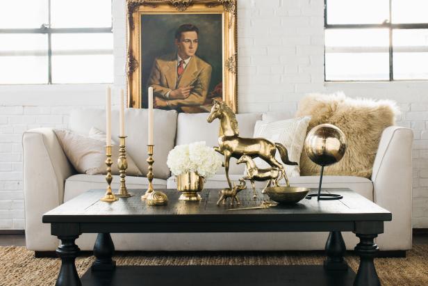 Collection of Bronze Decor on Living Room Coffee Table