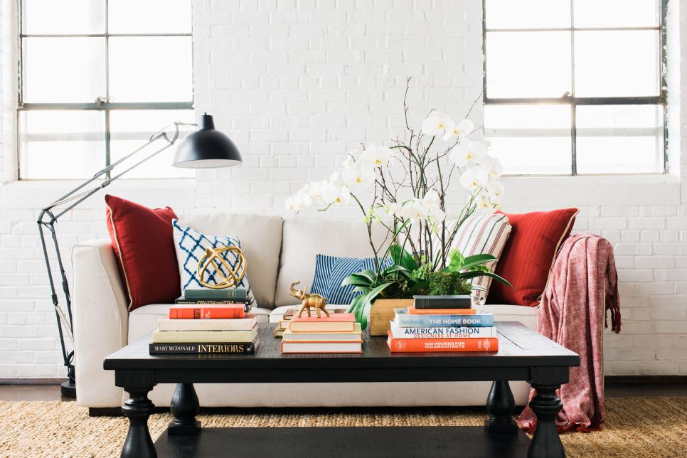 Second hand books on a coffee table