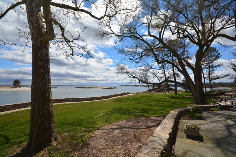 Stone Patio With View of Long Island Sound in Connecticut