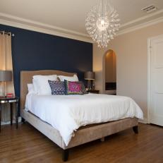 Master Bedroom With Contemporary Light Fixture