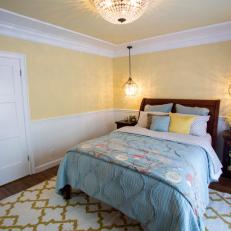 Yellow Bedroom With Wainscoting