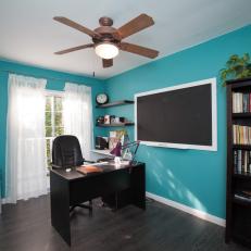 Blue Green Office With Black Furniture