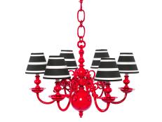 red, black, and white bold chandelier