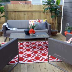 New Deck with Gray Furniture and Red Accents
