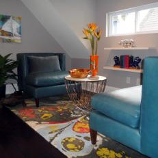 Loft Sitting Room with Bright Colors