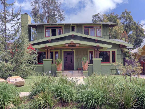 Olive Green Craftsman-Style Home