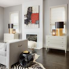 Modern Living Room WIth Zebra Print Rug 
