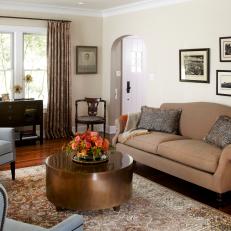 Soothing Living Room With Brown & Gray Accents