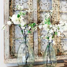 Fixer Upper: Antique Glass Vases in Remodeled Home 