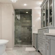 Fixer Upper: Elegant Remodeled Bathroom with Chandelier 