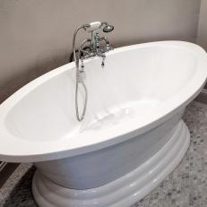 Fixer Upper: Soaking Tub in Remodeled Master Bathroom