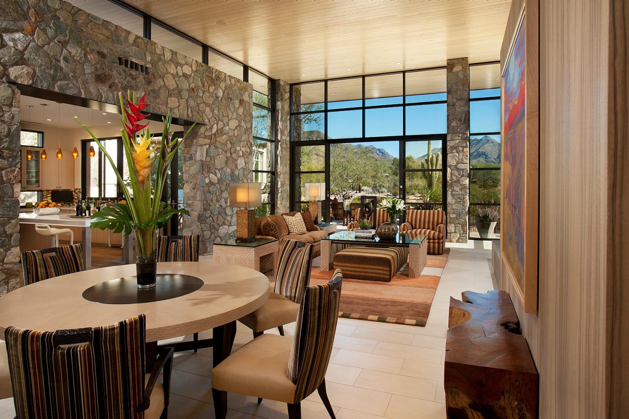 Sunny Southwestern Living Room with Stone Accents | HGTV