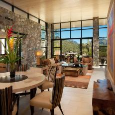 Sunny Southwestern Living Room with Stone Accents