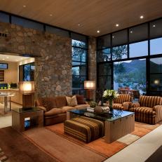 Contemporary Southwestern Living Room Boasts Warm Tones 