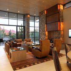 Warm Copper Tones Fill Southwestern Living Room 
