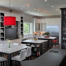 Contemporary Eat-In Kitchen With a Splash of Red
