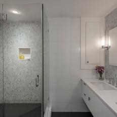 Modern White Bathroom with Sleek Glass Shower 