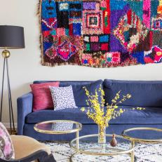 Contemporary Living Room with Bohemian Art