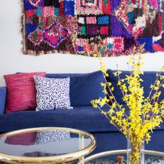 Contemporary Living Room with Bohemian Rug