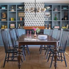 Contemporary Blue Dining Room Adds Fun Flair with Art
