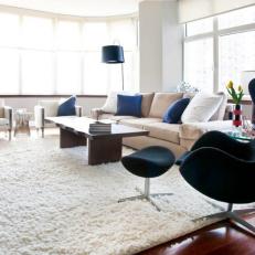Shag Rug Softens Spare Living Room