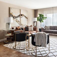 Textured Area Rug in Chic Manhattan Living Room