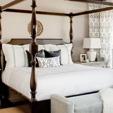 White Transitional Bedroom With Canopy Bed