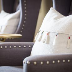 White Accent Pillow With Tassels