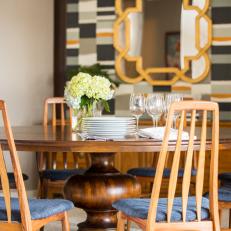 Round Wood Pedestal Dining Table and Chairs