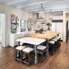 Beautiful Eat-In Kitchen With Butcher Block Island 
