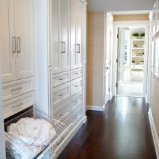 Custom White Built-Ins in Traditional Hallway