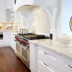 White Cabinets & Marble Countertops Wow in Chef's Kitchen