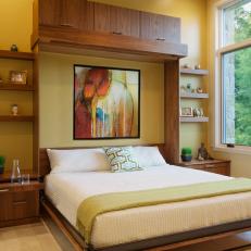Contemporary Murphy Bed in Yellow Guest Room
