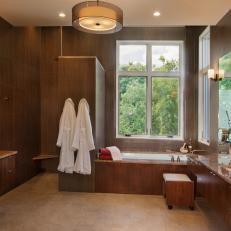 Spa Bathroom With Floating Double Vanity