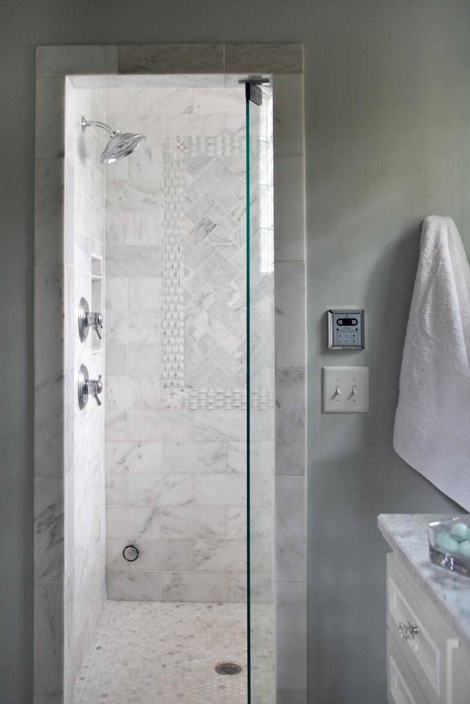 Classic Walk-In Shower With Marble Tile | HGTV