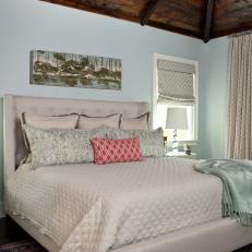 Reclaimed Wood Ceiling in Transitional Bedroom