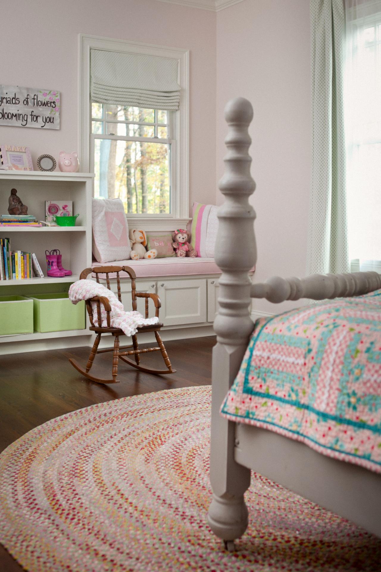 Pink Girl's Room With Small Rocking Chair HGTV