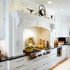 Traditional White Kitchen With Black Countertops