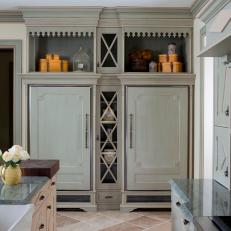 Custom Paneled Refrigerator in French Country Kitchen