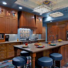 Colorful, Artistic Kitchen With Eat-In Functionality