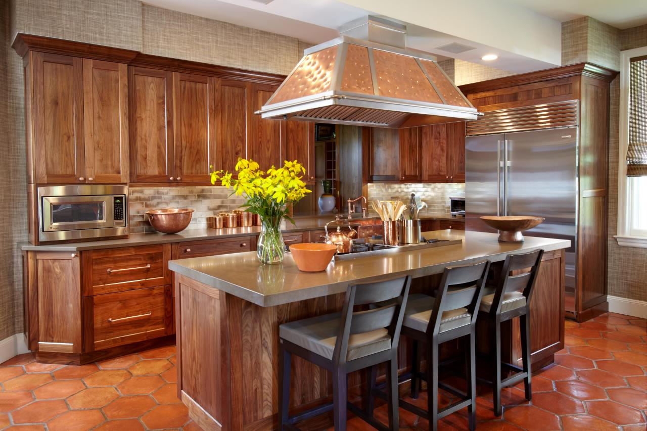 Walnut Cabinets & Copper Range Hood in Transitional ...