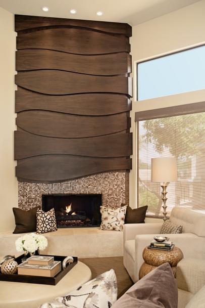 Contemporary Wood Mosaic Fireplace Surround Hgtv
